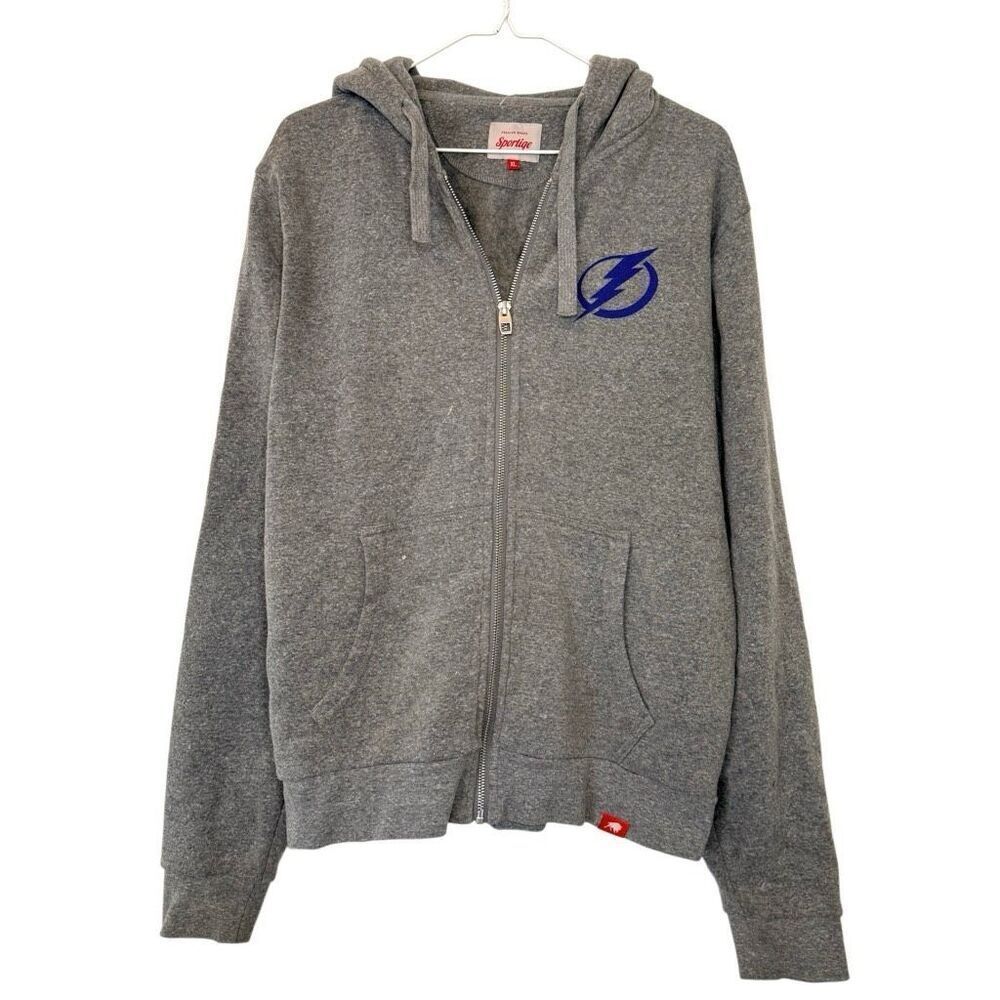 Jerzees NuBlend Heather Lightning Full Zip Fleece Lined Gray Hoodie Medium